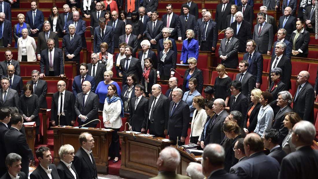 France&#39;s Parliament observes a minute of silence on March 22.