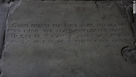 Part of the inscription on Shakespeare&#39;s grave reads: &quot;Blessed be the man that spares these stones, and cursed be he that moves my bones&quot;
