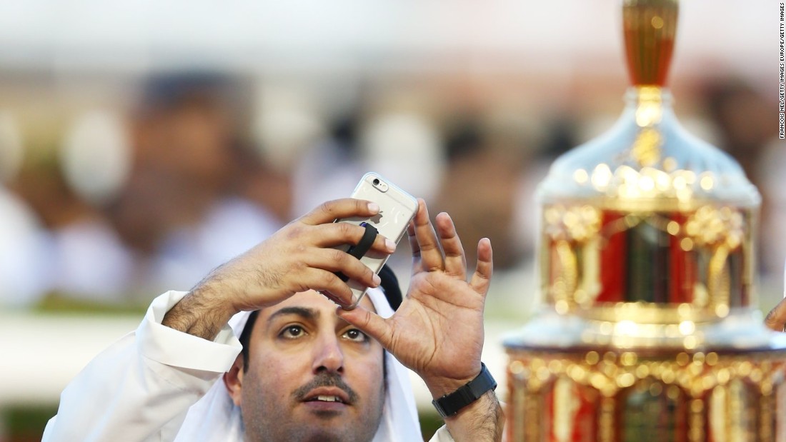 The Dubai World Cup golden trophy attracted a lot of attention among spectators at Meydan. 