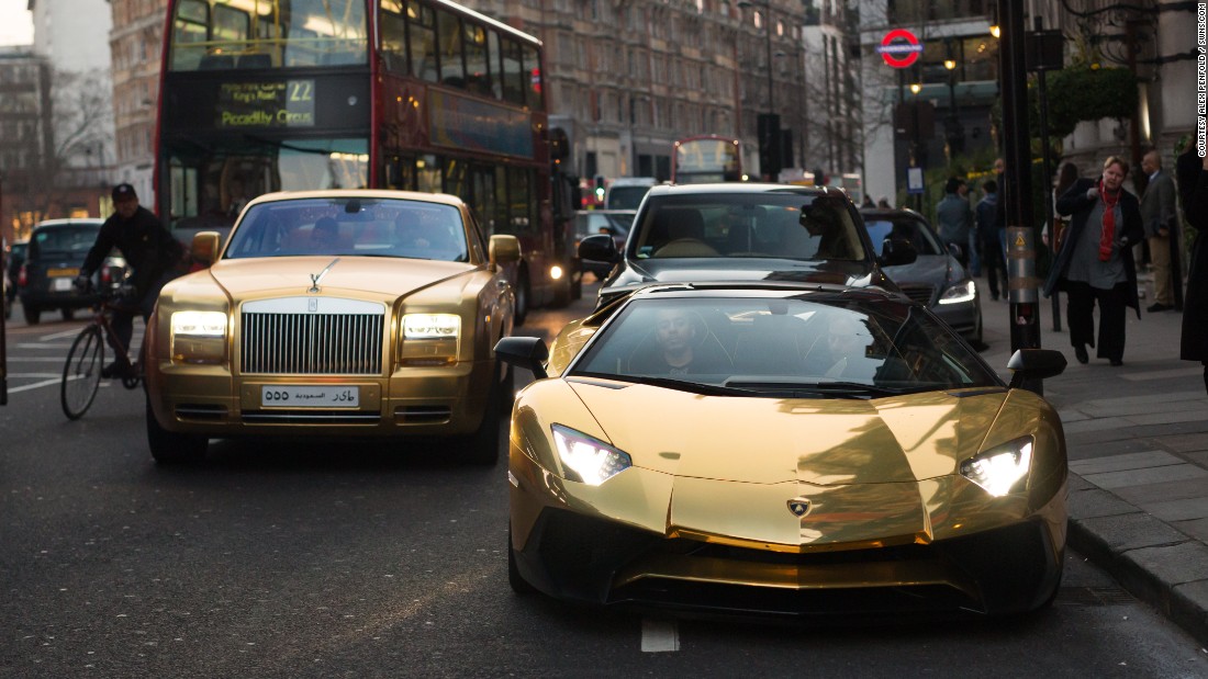 Four luxury gold cars have been seen driving across London this week, all believed to be owned by the same wealthy Saudi man. The cars have a total estimated value of over $1.8 million.