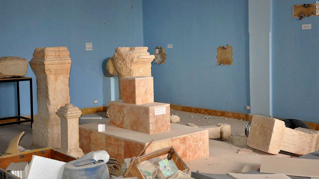 Before ISIS invaded, authorities took what they could from the museum. But larger items and those fixed to walls had to be left behind.