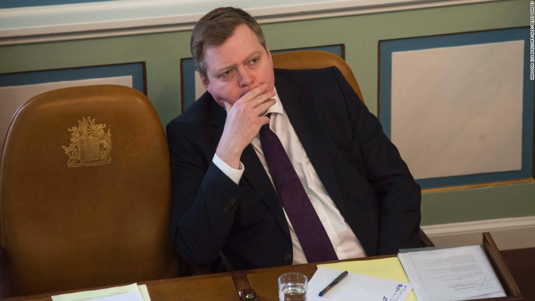 Icelandic Prime Minister Sigmundur David Gunnlaugsson announced he was stepping down amid mounting protests and calls for his resignation after leaked documents from a Panamanian law firm revealed his links to an offshore company.&lt;br /&gt;&lt;br /&gt;&lt;a href=&quot;http://cnn.com/2016/04/05/europe/panama-papers-iceland-pm/&quot;&gt;Iceland swears in new PM amid Panama Papers fallout&lt;/a&gt;