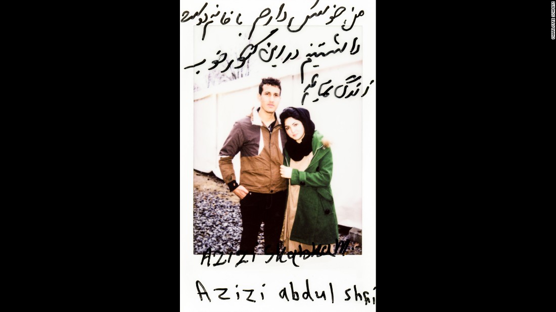 Azizi Shabnan and Azizi Abdul Shahi pose together. The translation: &quot;I would like to live my life with this lovely woman in this nice country.&quot;