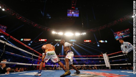 Bradley punches Manny Pacquiao during their welterweight championship fight, which the Filipino won by unanimous decision. 