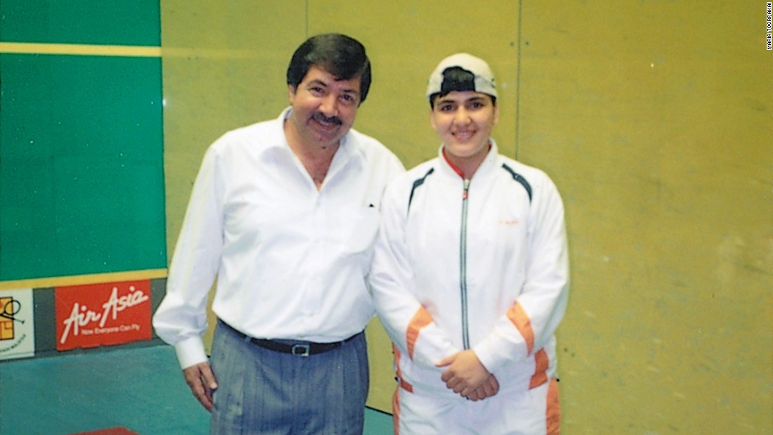 Toorpakai with legendary Pakistani squash player Qamar Zaman at the 2004 Asian Games in Malaysia. It was the team&#39;s first big tournament outside the country.