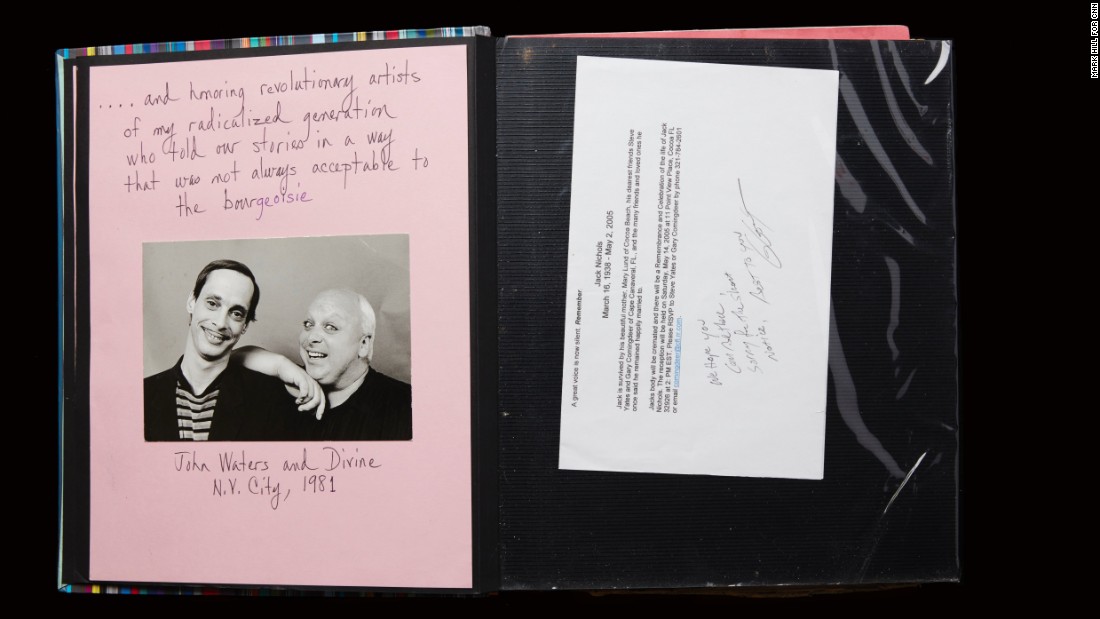 Bivins&#39; scrapbook captures the heartbreaking loss of friends to AIDS, including fellow founders of Black and White Men Together. It also highlights the power that came from supportive artists in the community, such as filmmaker John Waters and performer Divine, who Bivins called &quot;revolutionary artists of my radicalized generation who told our stories in a way that was not always acceptable to the bourgeoisie.&quot; 