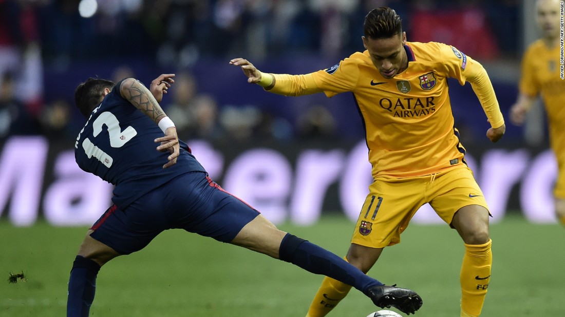 Neymar was given special attention by the Atletico defenders in a high octane start to the contest.