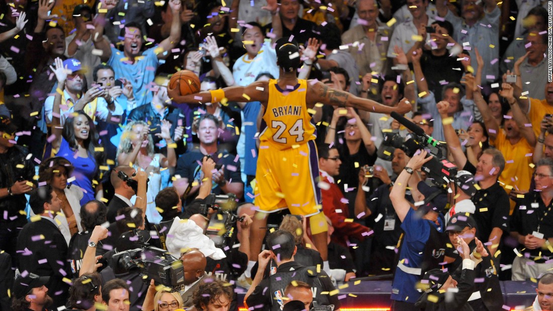 Bryant celebrates after winning the 2010 NBA Finals championship in June 2010.