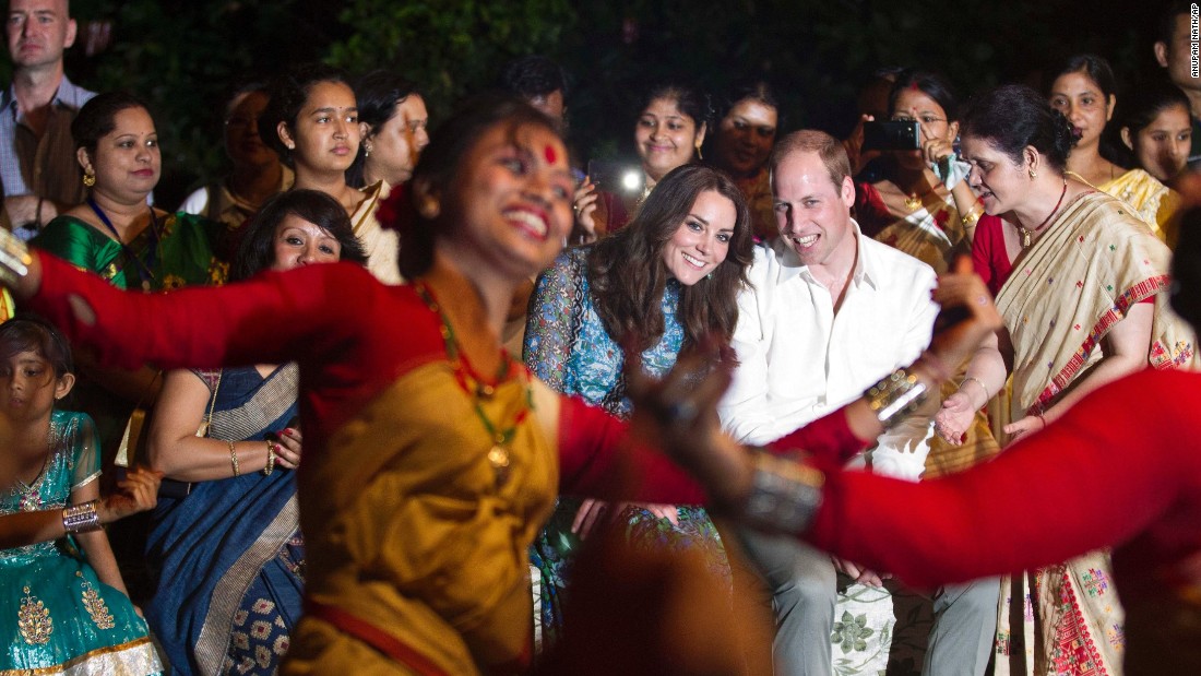 William and Catherine watch Assamese traditional dancers perform at the park on Tuesday,  April 12. 