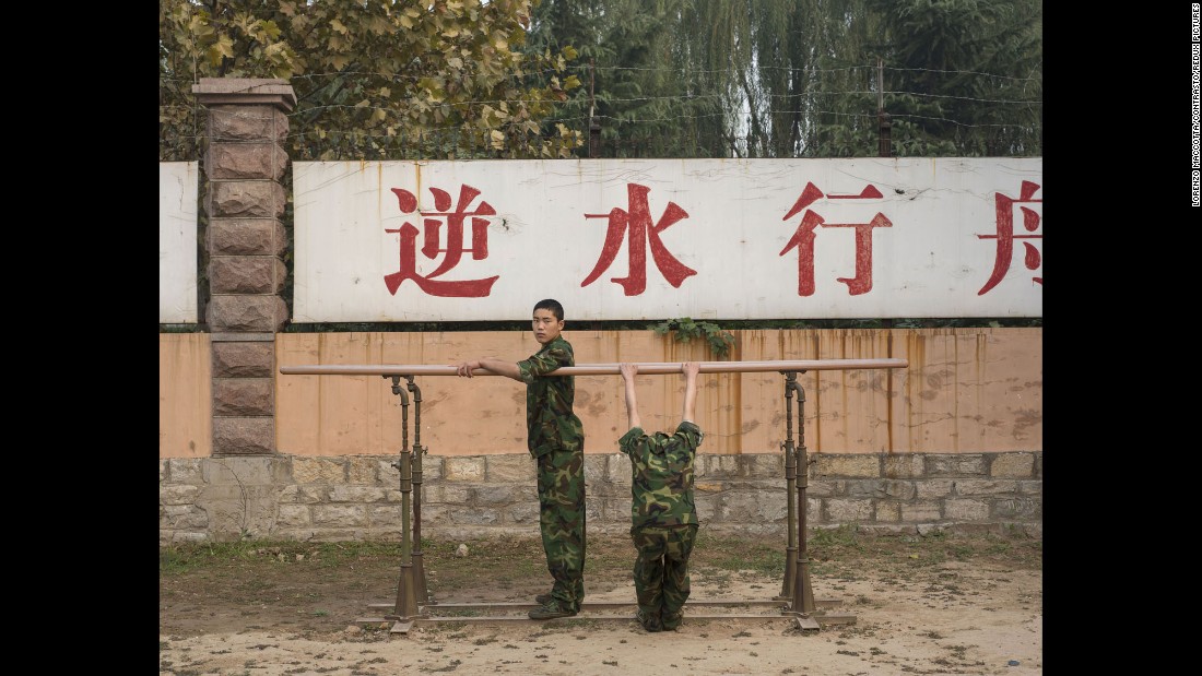 The boy on the left had been living at the boot camp in Jinan for four months when Maccotta visited in October.