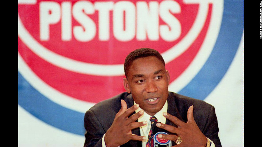 On May 11, 1994, Detroit Pistons&#39; captain Isiah Thomas, then 32, announced his retirement from basketball at the Palace of Auburn Hills in Detroit. Thomas played 13 years and won two NBA championships, all with the Pistons.