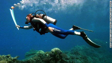  Wendy Craig-Duncan, a marine-biologist on Australia&#39;s Great Barrier Reef, took the torch underwater on its journey to Sydney in 2000.
