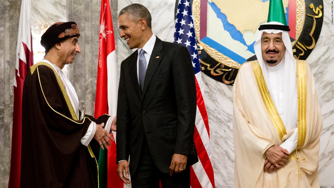 Before Britain, Obama met with Oman&#39;s Deputy Prime Minister Sayyid Fahad Mahmoud Al Said, left, and Saudi King Salman at the Gulf Cooperation Council summit, which took place Thursday, April 21, in Riyadh, Saudi Arabia. Obama spoke with Gulf leaders about regional conflicts, the role of Iran and the fight against ISIS.