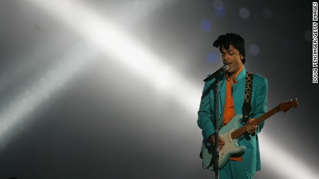 Prince performs during the halftime show at Super Bowl XLI at Dolphin Stadium in Miami Gardens, Florida, February 4, 2007.  