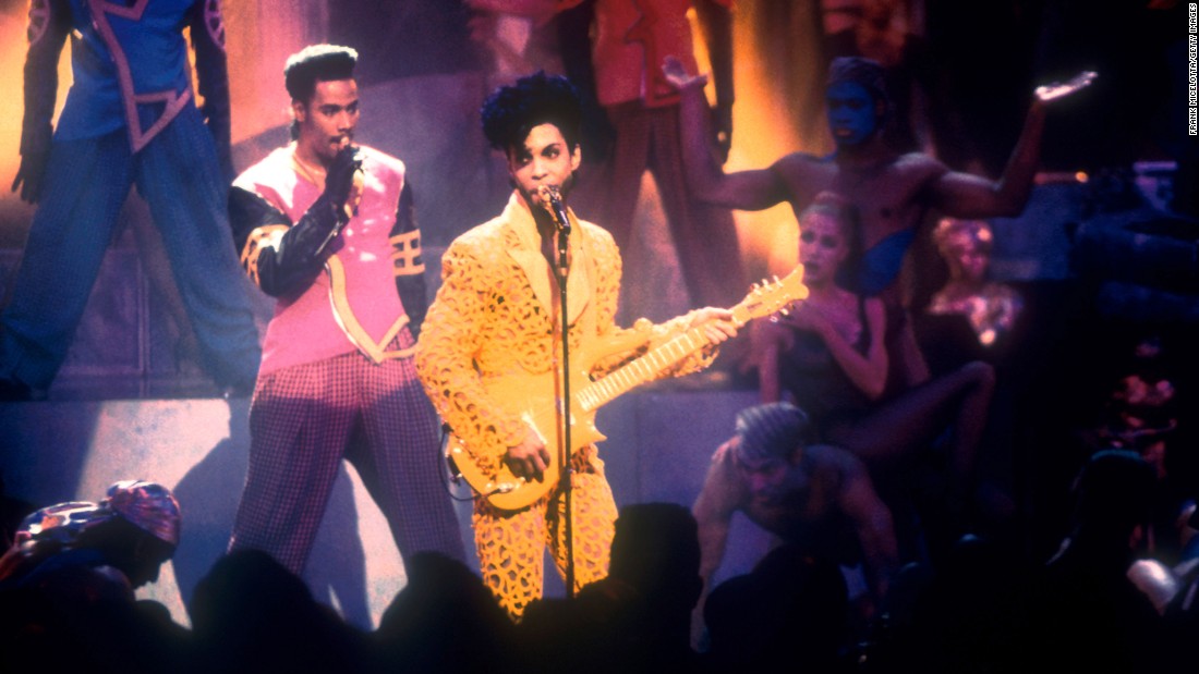 Prince performs at the MTV Video Music Awards in Los Angeles in 1991.