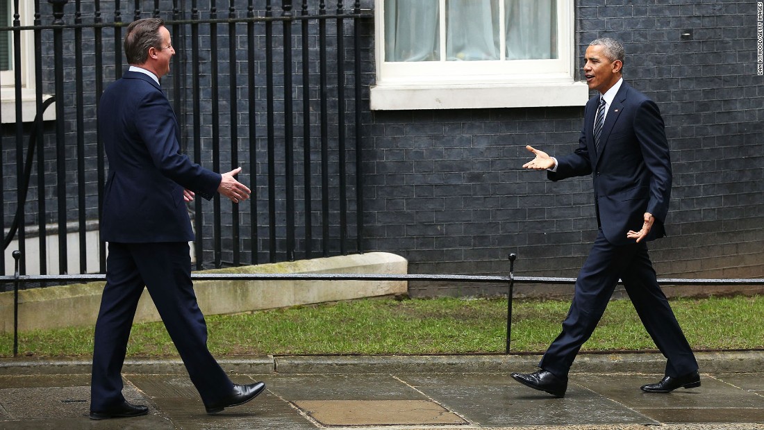 Obama arrives at Downing Street to meet with Cameron on April 22. &lt;a href=&quot;http://www.cnn.com/2016/04/22/politics/barack-obama-david-cameron-press-conference/index.html&quot;&gt;The American leader is urging British voters to reject the chance to leave the European Union&lt;/a&gt; in a national referendum scheduled for June.