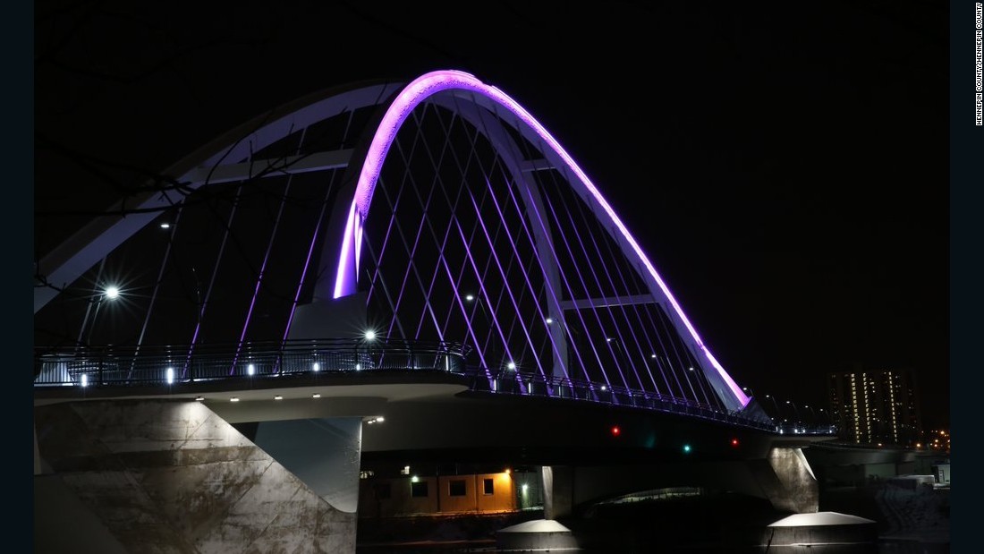 In Minnesota, the Lowry Avenue Bridge is lit up in  purple to honor Prince.