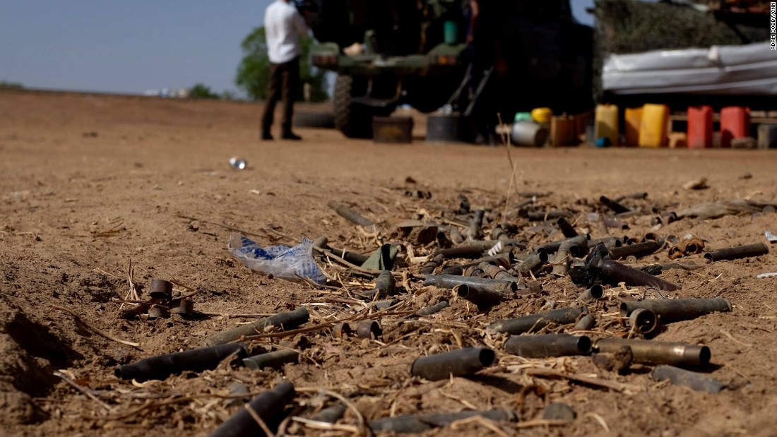 Empty ammunition cases litter the ground, untouched since they flew from the machine guns used in a skirmish between the Nigerian army and Boko Haram fighters. 