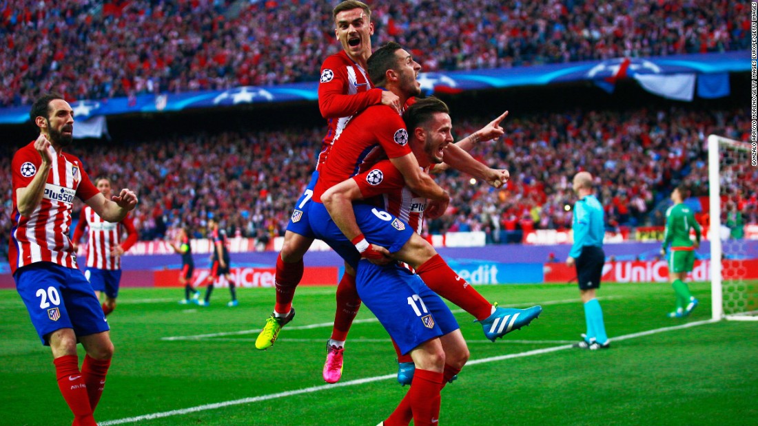 Saul Niguez gave Atletico Madrid the perfect start to its Champions League semifinal tie with a spectacular 11th minute strike. The midfielder danced his way through the Bayern Munich defense before curling home a sumptuous effort.