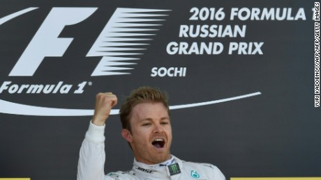 Nico Rosberg celebrates his win at the Russian Grand Prix