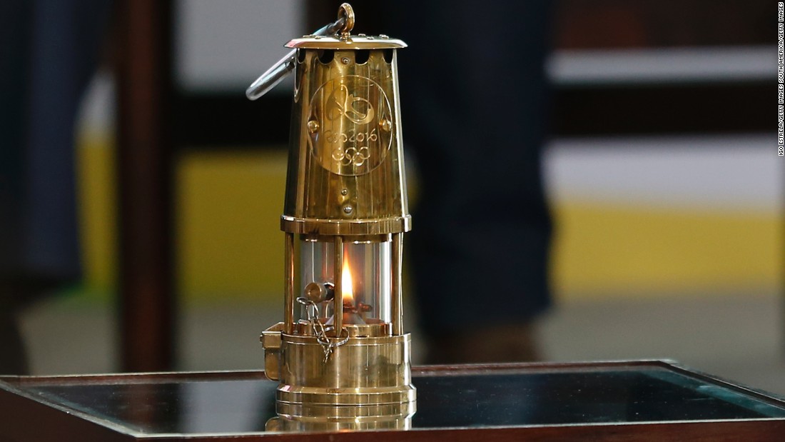 The Olympic flame arrived on its own private flight form Switzerland. It was kept inside a gold lantern and transferred to Planalto presidential palace.