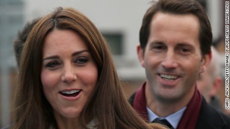 Ainslie with Catherine, Duchess of Cambridge, at the home of his racing team in Portsmouth, England. 