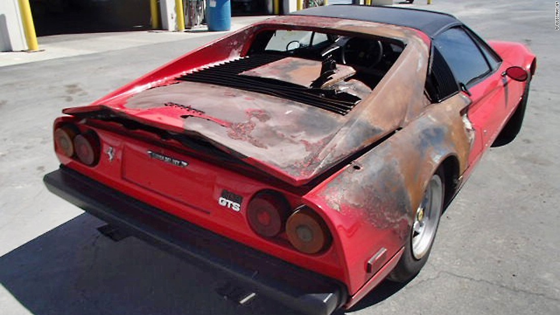 The car met a fiery end on a California highway according to it&#39;s restorer Eric Hutchison who says the car, if not regularly serviced, was prone to the fuel hose bursting. Hutchison picked up the wreck in a San Diego scrap yard for $10,000.&lt;a href=&quot;http://edition.cnn.com/2016/05/05/motorsport/ferrari-308-electric-world-first/index.html&quot;&gt;&lt;strong&gt; &lt;/strong&gt;&lt;/a&gt;    