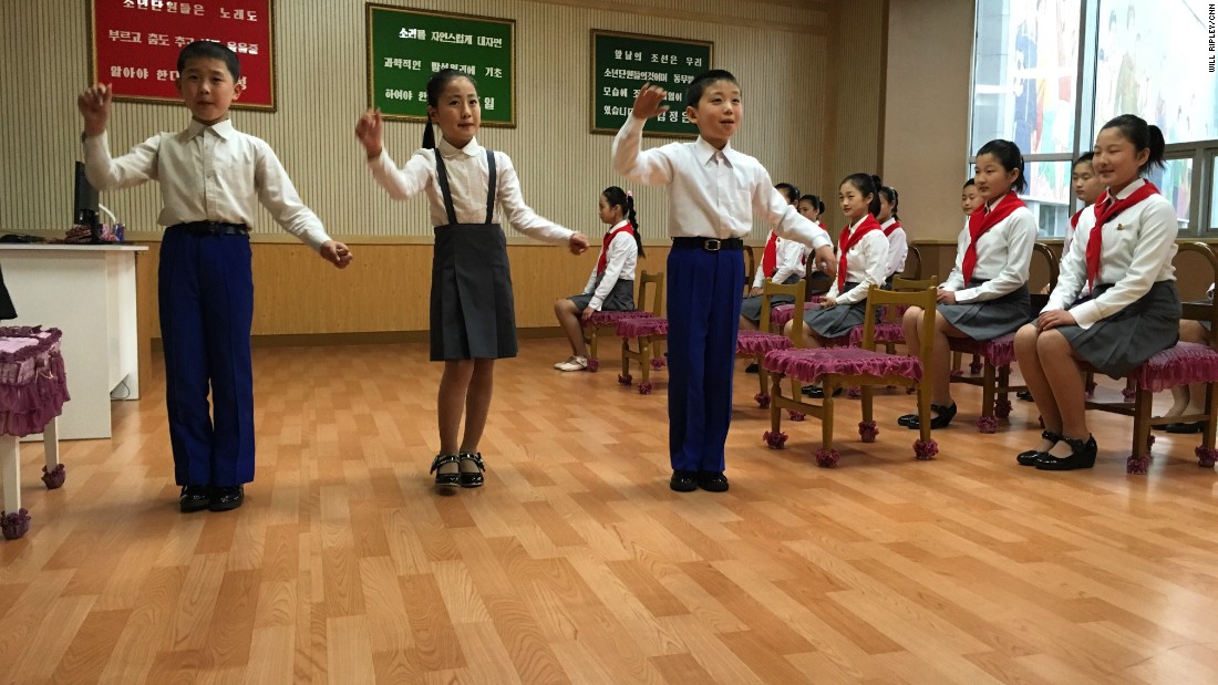 Young singers practice their performance at a &quot;children&#39;s palace&quot; in Pyongyang. 