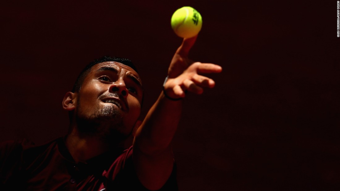 Nick Kyrgios serves during a second-round match at the Madrid Open on Wednesday, May 4. &lt;a href=&quot;http://edition.cnn.com/2016/05/09/tennis/andy-murray-splits-coach-amelie-mauresmo/index.html&quot;&gt;READ MORE: Djokovic triumphs in Madrid final&lt;/a&gt;