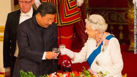 Chinese President Xi Jinping and the Queen during Xi&#39;s UK visit. 