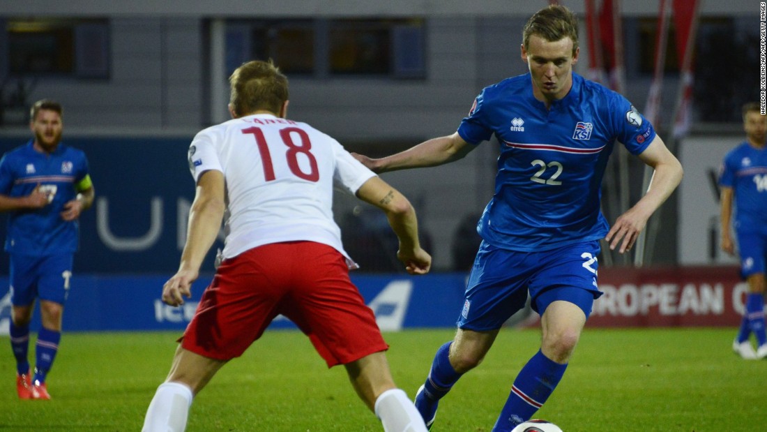 Forward Jon Dadi Bodvarsson (right) takes on a Turkish defender during the Euro 2016 qualifier in September 2014. Iceland won the match 3-0, giving them a the perfect start to what would become a fairytale qualifying campaign.