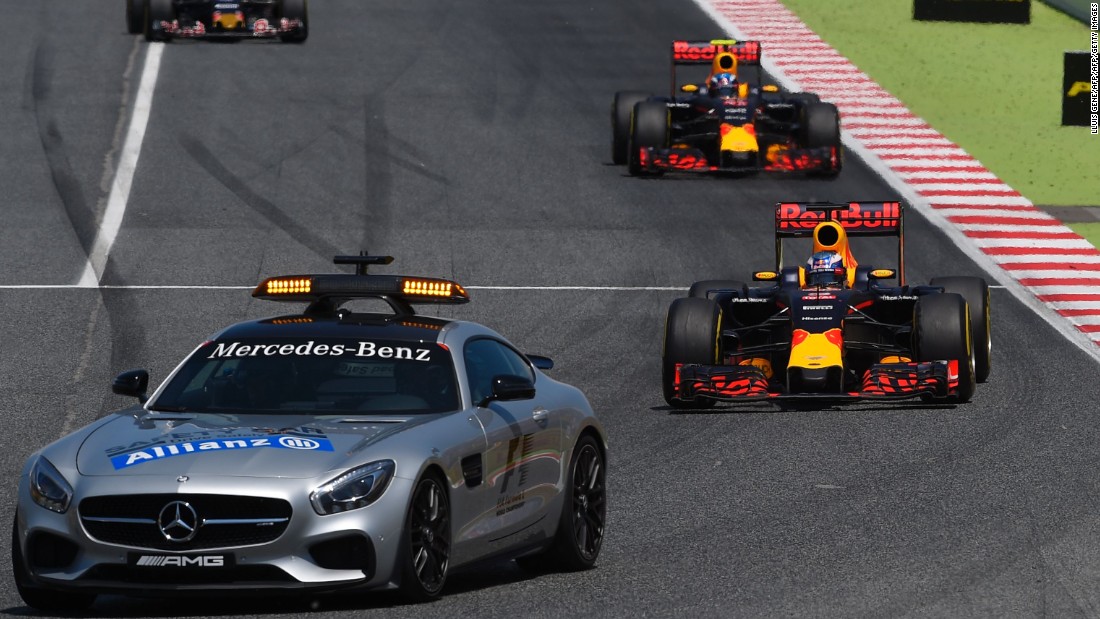 The safety car was subsequently deployed, allowing Red Bull duo Daniel Ricciardo and Verstappen to race to the front.