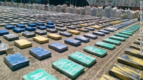 Handout picture released by the Colombian police showing eight tons of seized cocaine in Turbo, Antioquia department, on May 15, 2016.
General Jorge Nieto, the head of the Colombian police, said the seized cocaine belonged to the Usuga clan. / AFP PHOTO / COLOMBIAN POLICE HO / RESTRICTED TO EDITORIAL USE - MANDATORY CREDIT &quot;AFP PHOTO /COLOMBIAN POLICE&quot; - NO MARKETING - NO ADVERTISING CAMPAIGNS - DISTRIBUTED AS A SERVICE TO CLIENTS

COLOMBIAN POLICE HO/AFP/Getty Images