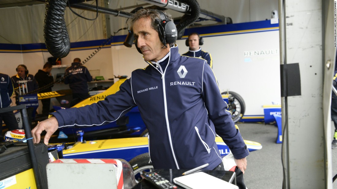 Prost attends the practice of the French stage of the Formula E championship around Les Invalides in Paris on April 23. He is focused on winning the Formula E title with Renault.