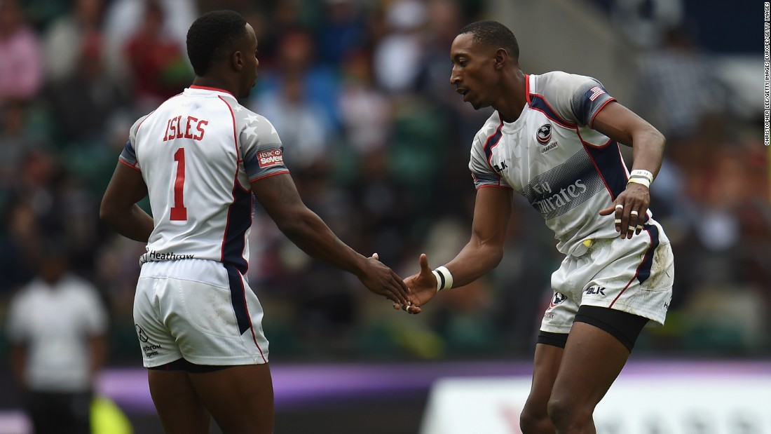 Perry Baker (right) is another of USA Sevens&#39; speedy secret weapons. Friday likens the double act of Baker and Isles to &quot;The Chuckle Brothers&quot; -- a reference to the British comedy duo.