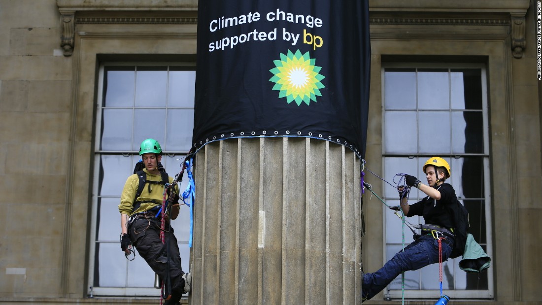&quot;We are taking a stand because of the irony of an oil company sponsoring an exhibition whose name practically spells out impacts of climate change,&quot; said Greenpeace.