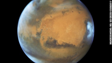 This Hubble image shows Mars as it moved in for its closest approach to Earth in 11 years.