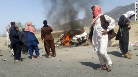 Scene from reported strike on Taliban leader