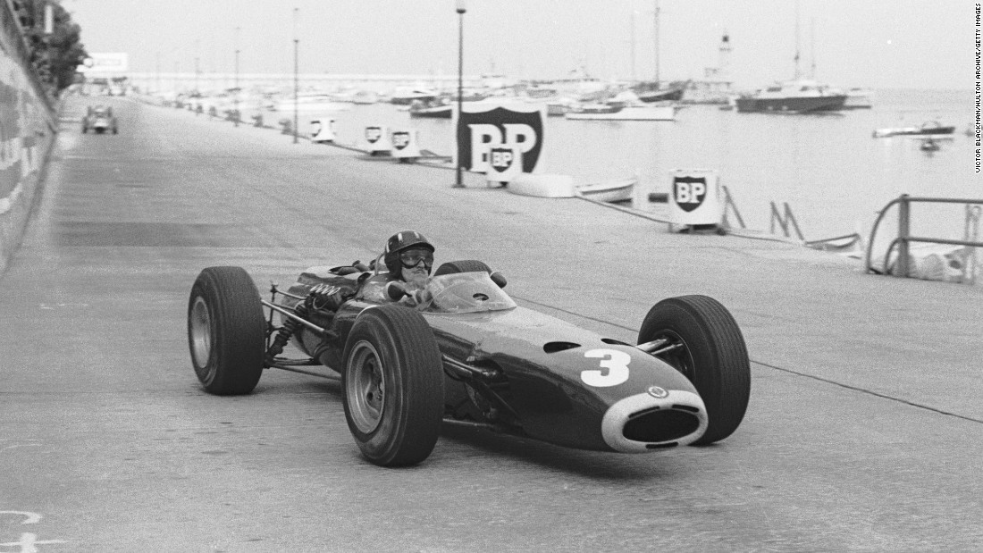 Graham Hill won in Monaco five times during an 18-year F1 career. Here he is racing during the 1965 grand prix where he was crowned champion for the third time despite having to push his car back on track and restart it after taking avoiding action up an escape road. 