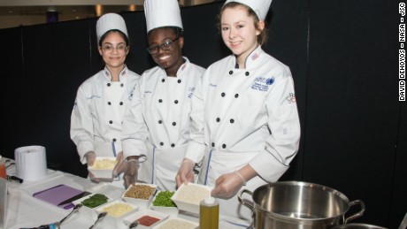 From left, Carolan Terrero, Jada Sanders and Sierra Bronas of the Passaic County Technical Institute team.