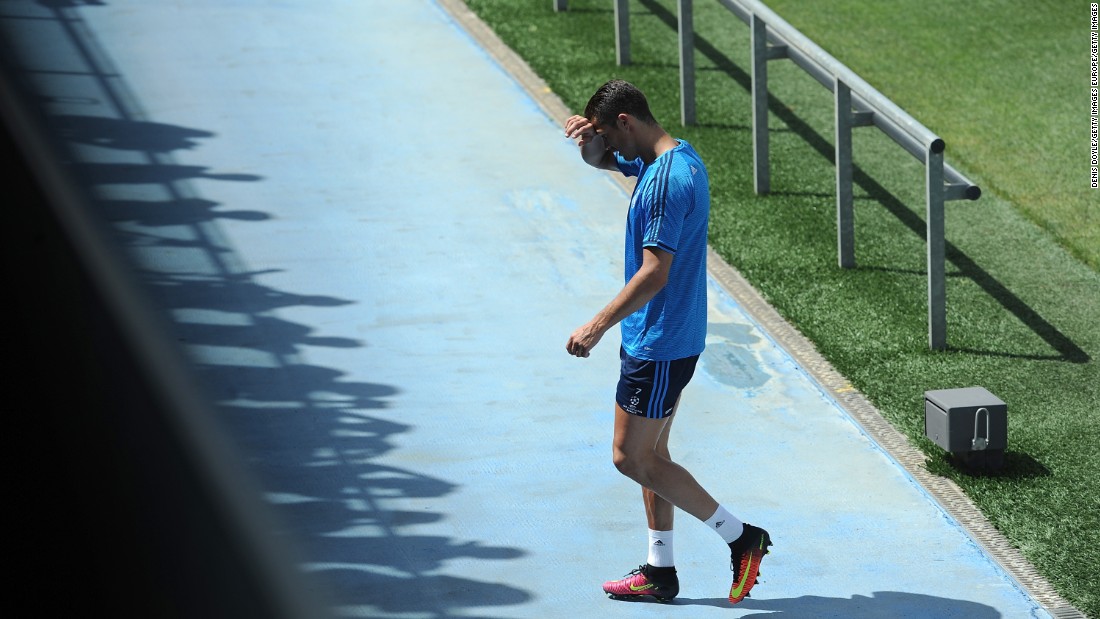Cristiano Ronaldo limped out of Real Madrid training Tuesday, sparking concern just days before the Champions League final. The star later clarified: &quot;I&#39;ll be fine by tomorrow or the day after.&quot;