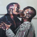 kissing mural kanye west