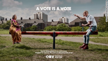  An Operation Black Vote poster stirs debate by encouraging ethnic minorities to vote in next month&#39;s referendum on the EU.