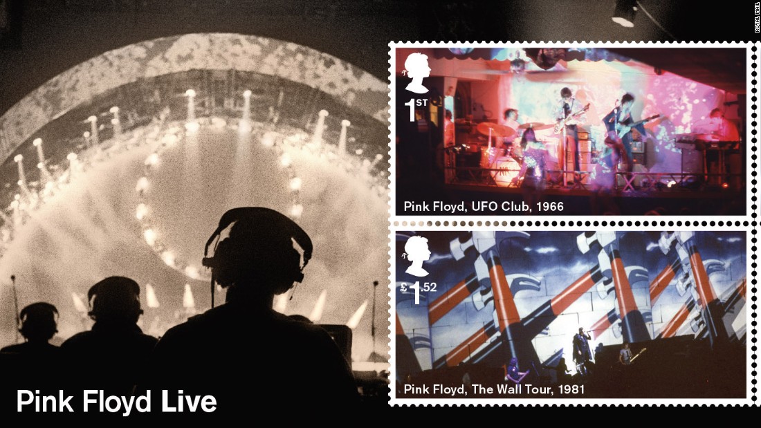 The miniature sheet showcases four of Pink Floyd&#39;s live performances.