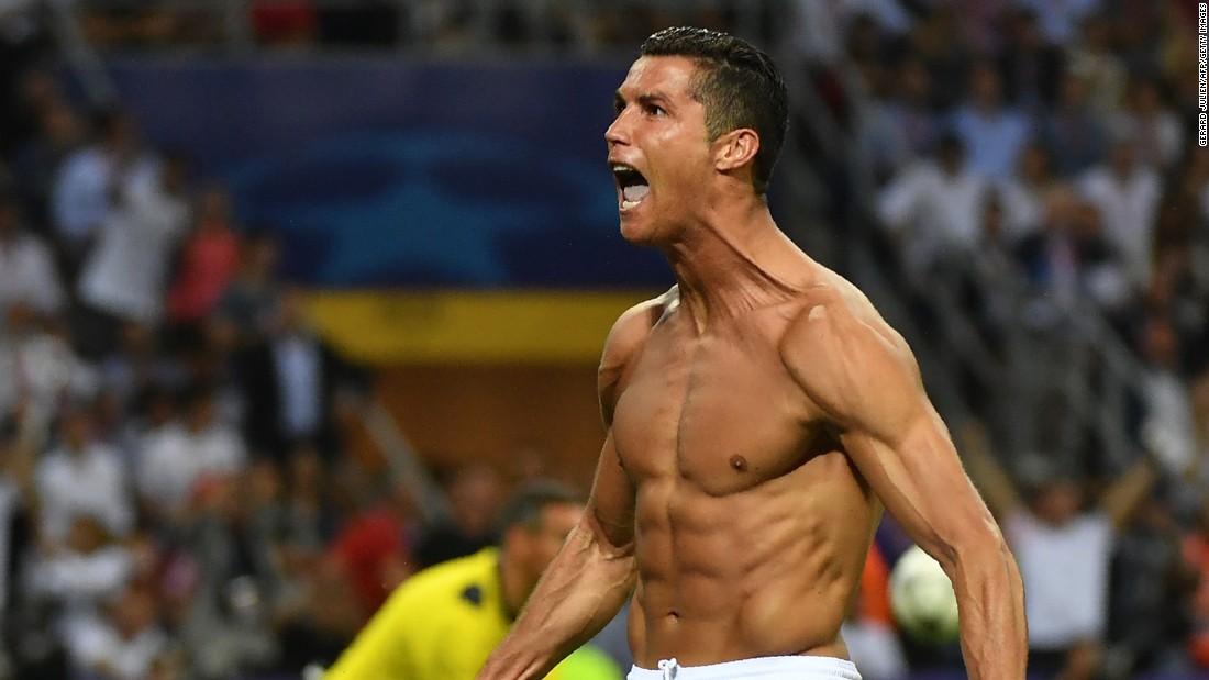 Ronaldo celebrates after making the decisive penalty kick to win the match.  