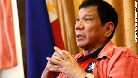 Philippines&#39; president-elect Rodrigo Duterte speaks during a press conference in Davao City, in southern island of Mindanao on May 26, 2016. 
Explosive incoming Philippine president Rodrigo Duterte has launched a series of obscenity-filled attacks on the Catholic Church, branding local bishops corrupt &quot;sons of whores&quot; who are to be blamed for the nation&#39;s fast-growing population. / AFP / MANMAN DEJETO        (Photo credit should read MANMAN DEJETO/AFP/Getty Images)