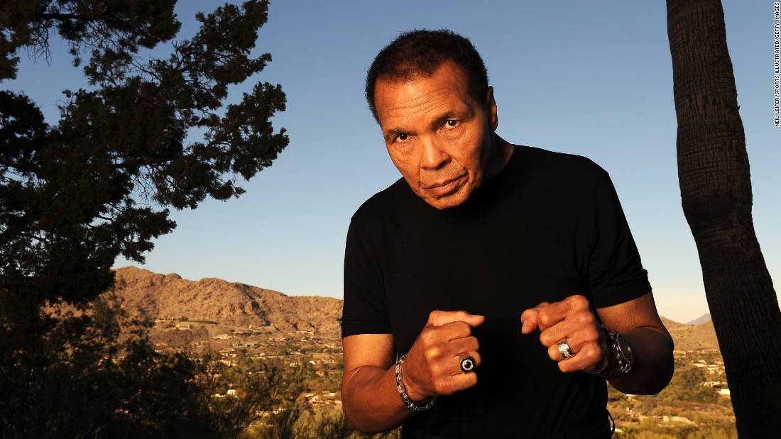 Ali poses during a photo shoot outside his home in Paradise Valley, Arizona, in January 2012.