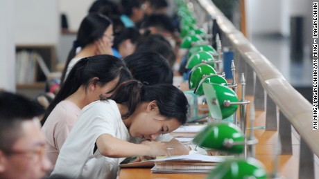 Chinese students review textbooks or write test papers to prepare for the upcoming National College Entrance Exam, also known as gaokao, at the Shanxi Library in Taiyuan city, north China&#39;s Shanxi province, 2 June 2016.

Some nine million students are preparing for the biggest test of their life: China&#39;s annual college entrance examination. Called the gaokao, or &quot;high exam,&quot; it will take place over nine hours on June 7-8 across China. It&#39;s the culmination of years of memorization and test taking, capped off by at least 12 months of grueling preparation. With its roots in the imperial examinations that started more than 2,000 years ago, the gaokao decides what school you go to and what career you might have, says Xiong Bingqi, vice president at the 21st Century Education Research Institute in Shanghai. The gaokao is an especially high hurdle for China&#39;s more than 100 million rural students, who already receive an education of far lower quality than their urban counterparts. A quota system for allocating coveted college slots by province, which greatly favors local students, also works against rural youth who often live far from the better universities and need higher test scores than local applicants to gain admission. That means urban youth are 7 times as likely to get into a college as poor rural youth and 11 times as likely to get into an elite institution, according to economist Scott Rozelle, a Chinese education researcher at Stanford. &quot;The current system itself is unfair,&quot; Xiong says. &quot;Inequality is inevitable.&quot;