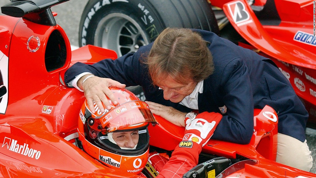 Di Montezemolo shares a joke with Michael Schumacher at Monza in 2004. Schumacher is the most important driver in the Italian racing team&#39;s illustrious history, says Montezemolo.