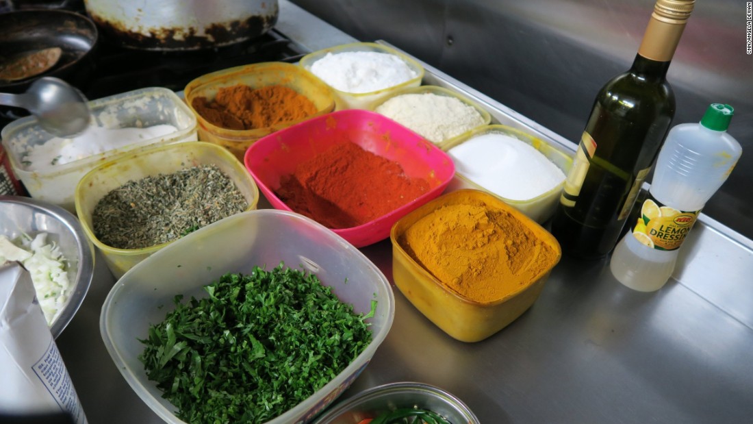 Spices in the kitchen of Bengal Cuisine on Brick Lane, famous for its curry houses